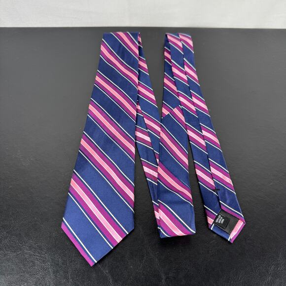 Jos. A. Bank Traveller Collection NEW 100% Silk Blue Pink Stripe Neck Tie - Picture 2 of 4